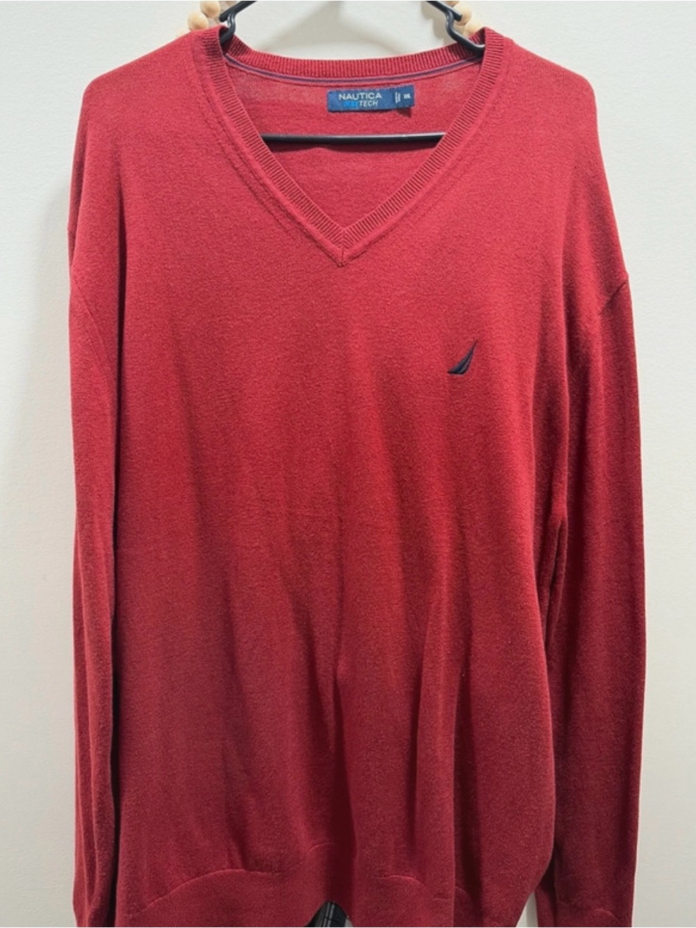 Nautica Men's Red V-Neck Sweater